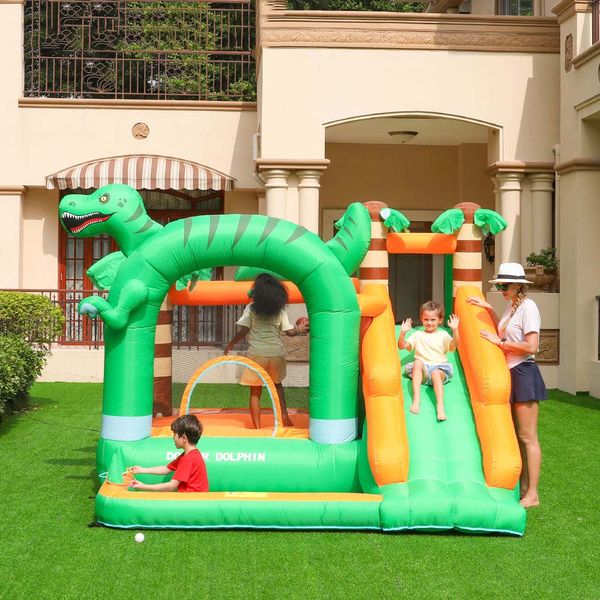 Playhouse inflável Indoor Jumping Castle Bounce House com brinquedos de bola de slides divertida Jumper ao ar livre Party Party Entertainment Bouncer Slide Combo Backyard Yard Game