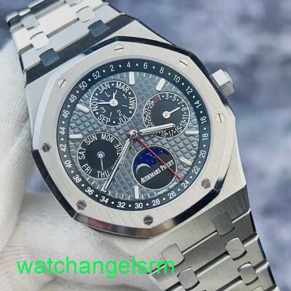 AP Crystal Wrist Watch Royal Oak 26609ti Calendar Edição Limitada Titanium Automatic Mechanical Mens Watches com 41mm de fase de lua com garantia