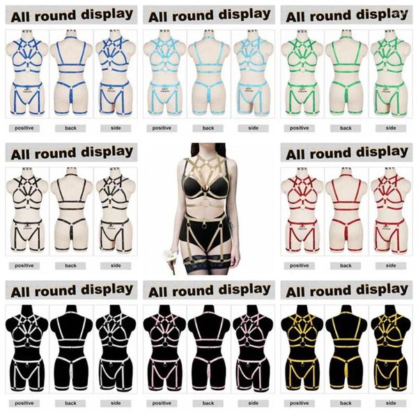 Bras define roupas íntimas femininas lingerie sexy conjunto de figurino exótico vestido de moda de dança de dança de dança punk gótico ligas de cinto de espada