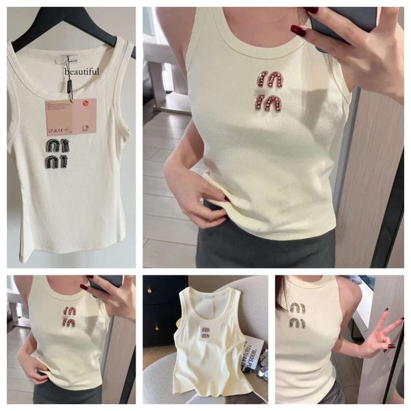 Frauenkleidung T -Shirt Designer Frauen sexy Halter Tops Party Crop Top gestickt Tanktop Frühling Sommer Rückenfreier Strasssex Shirt 6012