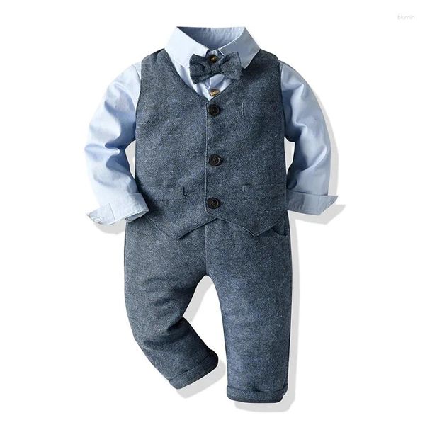 Kleidungssets 2024 Herbst Kleinkind Jungen Kleidung Baby Hochzeit formelle Party Kostüm Weste Hemdhose 3 Stück Kinder Kinder -Oberbekleidung Set