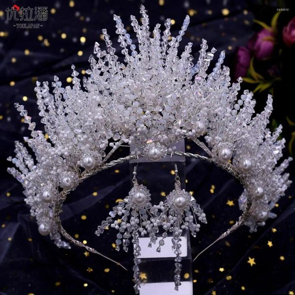 Kopfbedeckungen Frauen Haarzubehör Brautstirnbandkristall Perlen Haarbandkopf Ornament Ladies Schmuck für Hochzeit