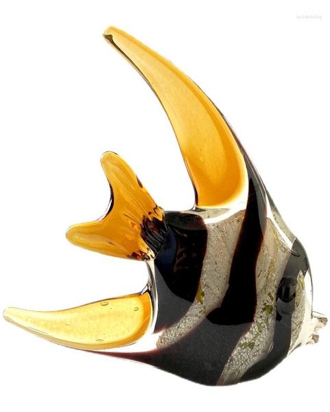 Dekorative Figuren lebendige Streifen tropische Fischglasskulptur farbenfrohe Muster Hausdekoration Realistische Formraumtank Dekore5547104