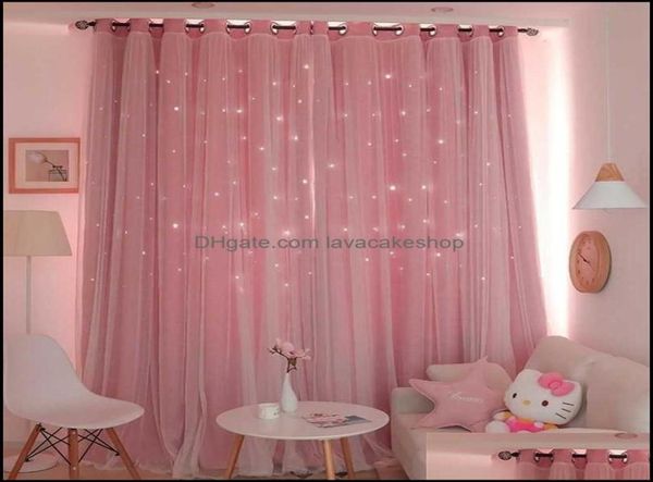 Vorhangfensterbehandlungen Home Textiles Garten Hollow Star Thermal inatiertem Blackout Vorhänge für Wohnzimmer Schlafzimmer Jalousien Stitch6728972