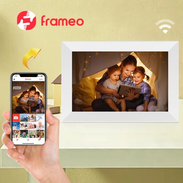 Frame 10 10.1 pollici album di foto bianche wifi digitale frameo app con tema 32G interno 1280x800 Schermata IPS