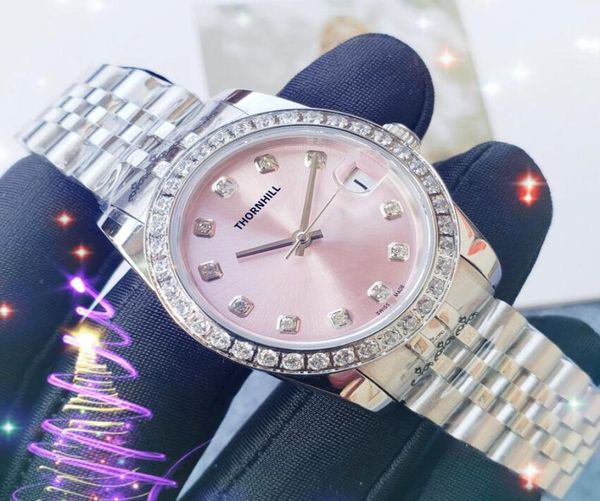 Popolare piccolo anello di diamanti di colore rosa argento Donne Watch 31mm Movimento automatico meccanico 904L Acciaio inossidabile Importa import3843711