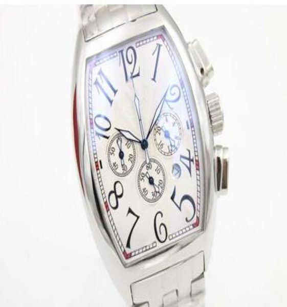 Neue klassische Modespecial Frank Quartz Watch Men Chronograph White Big Dial Edelosen Band Sport Uhr Montre Homme7736957