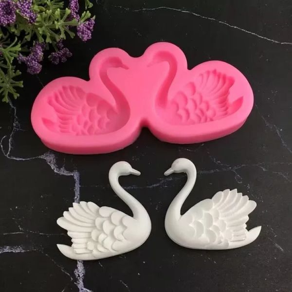 Formen Paar Schwan Silikonform 3D Fondant Kuchen Dekoration Schimmelpilzseife Schokoladenkekse Backwerkzeug Küchenzubehör