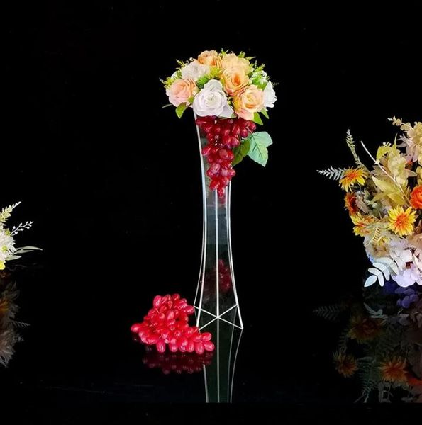 Vasos de acrílico para peça central de casamento, vaso de mesa de luxo, rack de flores de chumbo para a festa, decoração de festa e hotel