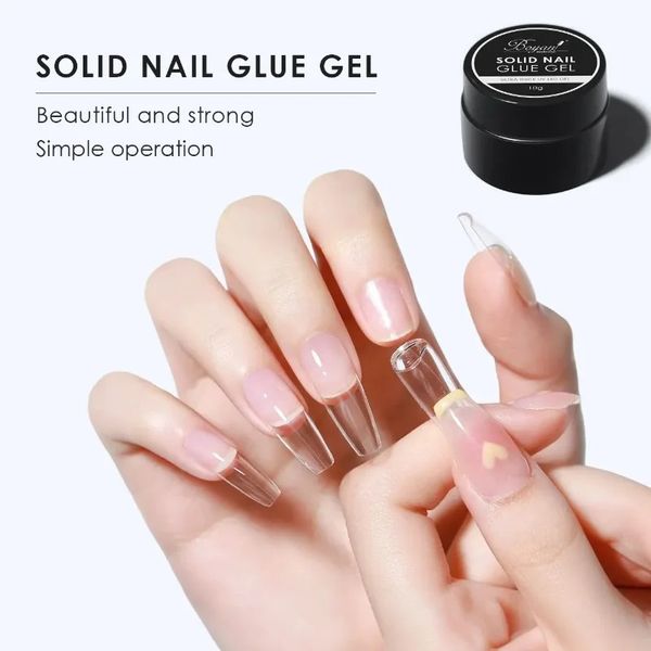 10g Gel de ponta sólida Falsa Falsa unhas de unhas de cola de gel de base pose Dicas de cápsula de cápsula adesiva gel não machuca unhas