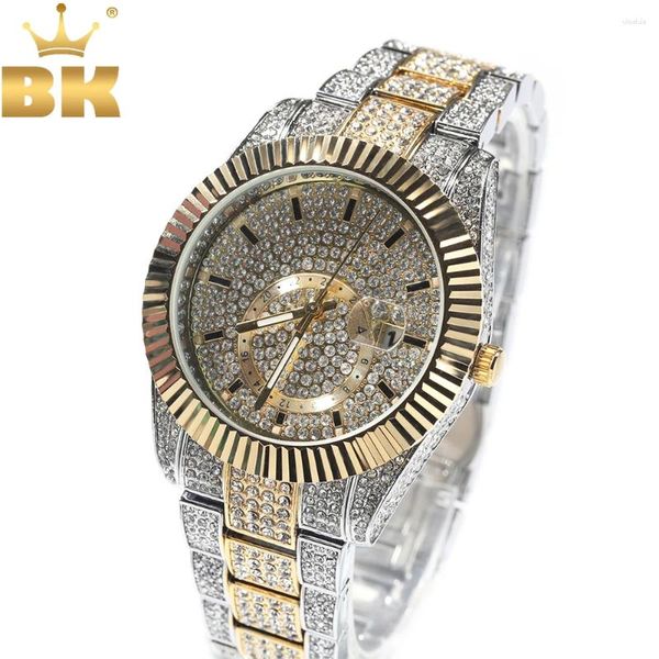 Armbanduhren Die Bling King Herren -Uhren -Uhr -Quarzuhr Luxus -Strass -Strass -Date -Wasserdatum -Wasserdoktorschuhe aus höchster Qualität.