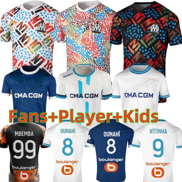 2024 2025 Maglie da calcio speciali Marsiglia Maillot Foot Om Vitinha Gundouzi Gigot Gerson Payet Clauss Shirts Football Shirts Men Kids Uniform Fans Ver Kids