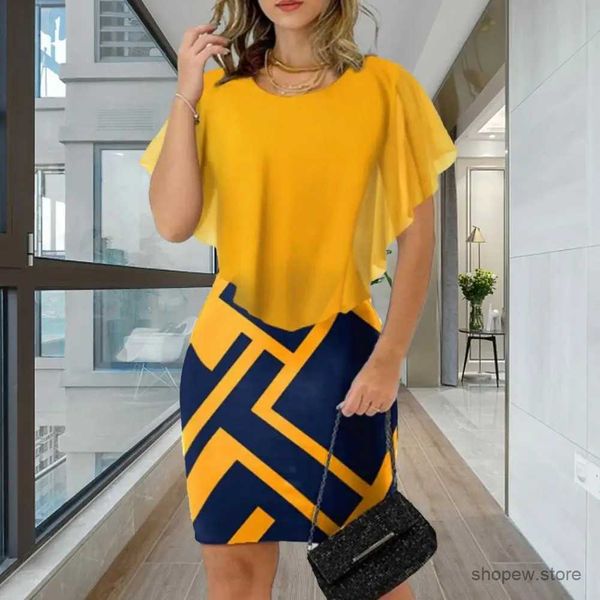 Grundlegende lässige Kleider über Knie trendy eng sitzende Sommer Ladies Short Dress Retro Frauen Mini Kleid gefälschte zweiteilige Dating-Verschleiß