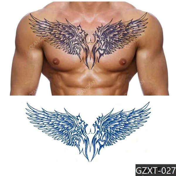 Transfer tatuaggio da uomo semi-permanente succo di succo impermeabile temporaneo tatuaggio falso torace back back fresco art wings fashion maori cuore pistola totem 240427