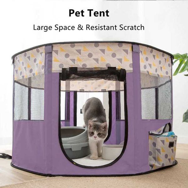 Kedi Taşıyıcılar Sandıkları Evler Katlanır Pet Çadır Playpen Shell Kedi Köpek Açık Çadır Çit Büyük Köpek Kedi Teslim Odası Pop-Up Pet House 240426