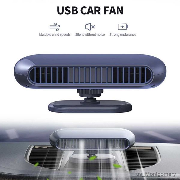 Elektrikli fanlar evrensel USB şarj edilebilir araba çift türbin şişman fan sessiz ayarlanabilir hava sirkülasyonu elektrik fan mini klima