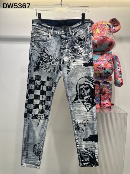 jeans designer jeans pantaloni blu magri pantaloni in jeans modalità streetwear casual streetwear fine medio in vita sottile gamba dritta pantaloni da uomo pantaloni stampa