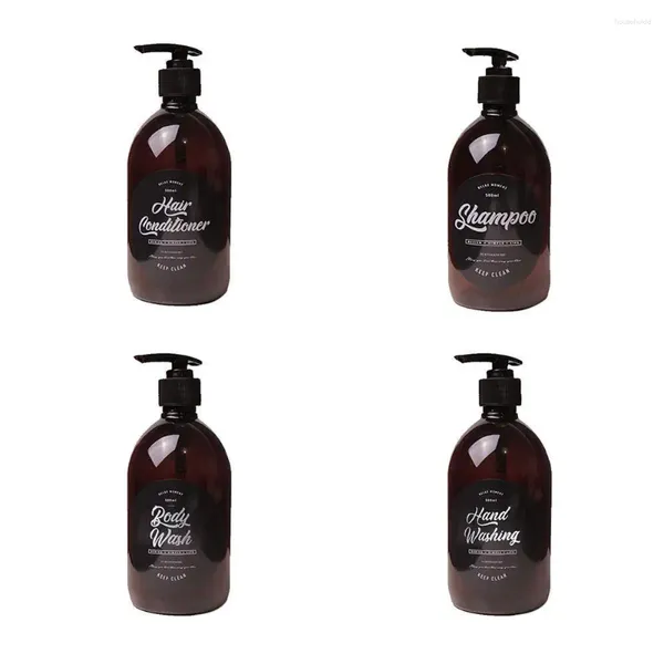 Garrafas de armazenamento 500 ml de sabão nórdico shampoo garrafa banheiro lavagem de cabelos condicionador de cabelo dispensador marrom plástico banheiro loção