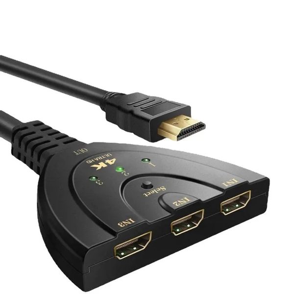 HDMI-совместимый переключатель KVM Splitter 4K 2K 3D 3 Вход 1 Вывод Mini 3 Port Video Switcher Hub 1080p для DVD HDTV Xbox PS3 PS4 PS4