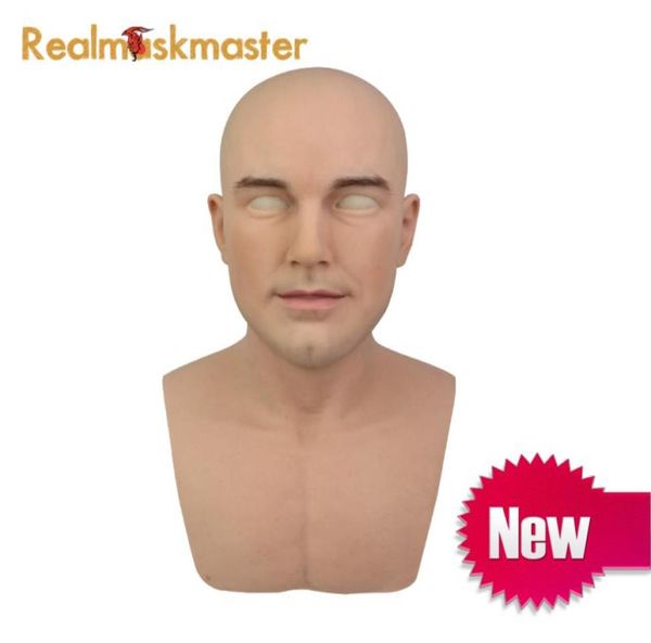 RealMaskmaster Real Skin Halloween Masculino Latex Realista Silicone Adult Silicone Face Mask for Man Cosplay Party Fetish6417395