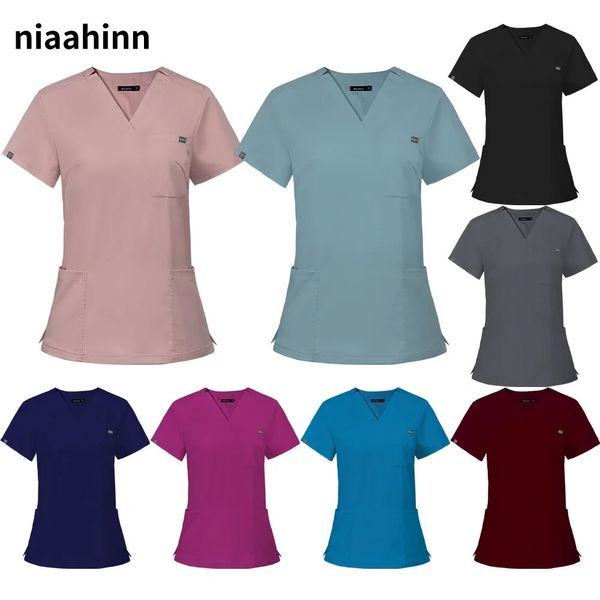 Hospital Geral Scrub Tops Mulheres dentistas que trabalham uniformes enfermeiros uniformes roupas de trabalho