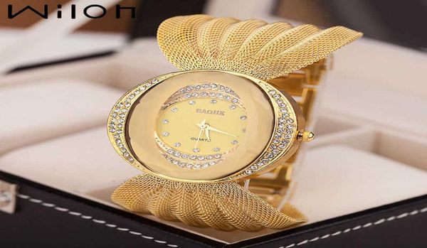 Mesh Band Women Women Assista Moda Oval Bracelet Gold Alloy Quartz Dress Women039s Wristwatches Ladies Clock 2107286017305