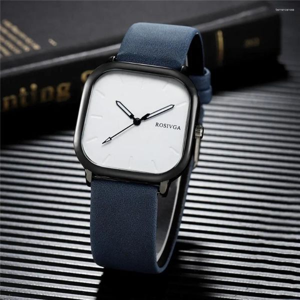 Relógios de pulso Minimalist Watch for Men Mulheres Casal Simples Square Dial Quartz Masculino Feminino Relógio Casual Fashion Watch Mens Clock