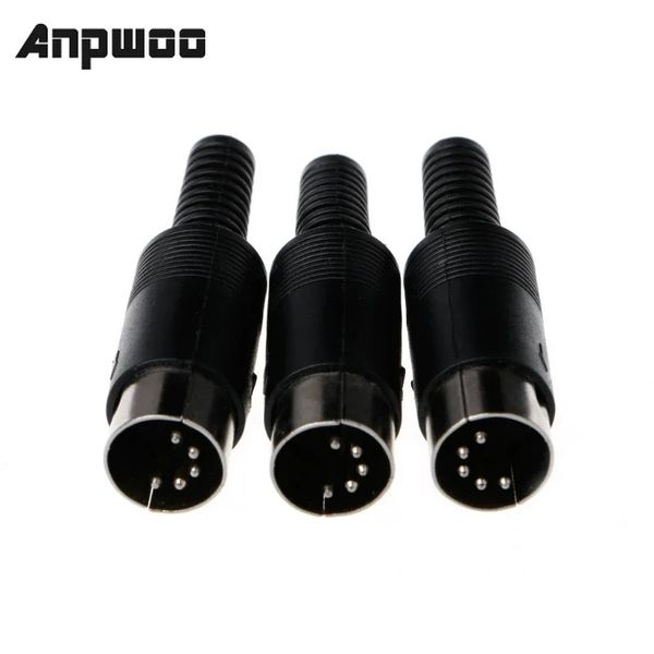 ANPWOO 3 PCS DIN MACH PULL FILE CONECTOR COM CONECTOR DE CABO DE PLAZA DE PLÁSTICA 5 PIN com alça de plástico