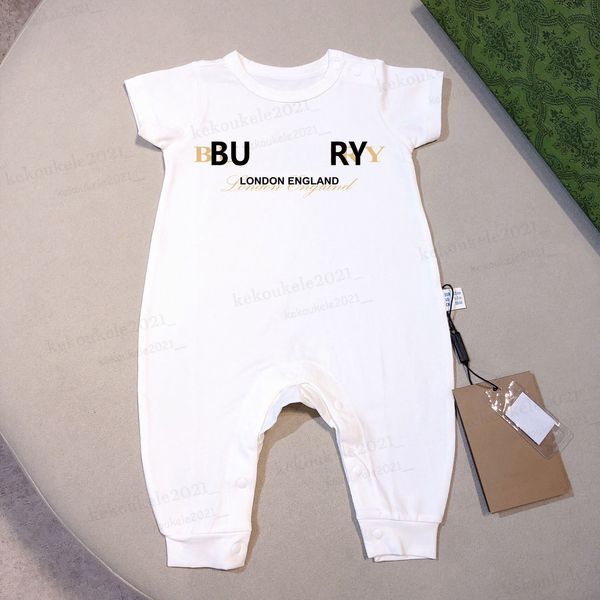 0-3 Jahre Baby Rompers Sommer Kind Kurzarm Kleidung Jungen Mädchen weiche Baumwollkinder Overall Neugeborene weiße Strampler
