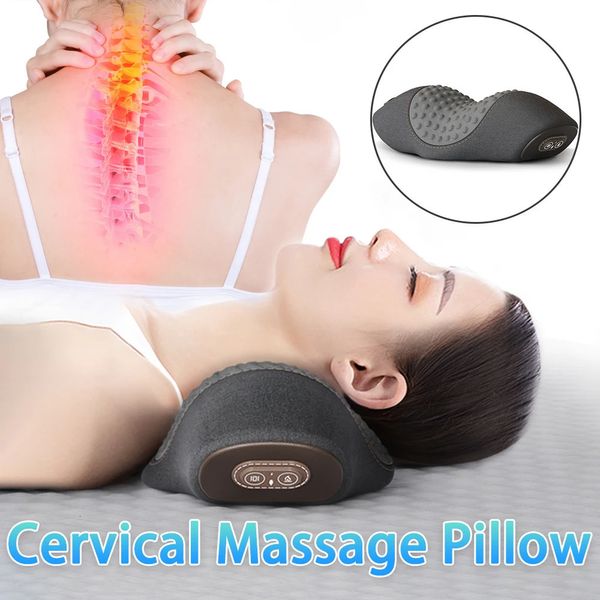 Massagem elétrica Pillow Massageador cervical Dispositivo de tração da coluna vertebral Vibração do pescoço Compressa Cuidados de saúde 240416