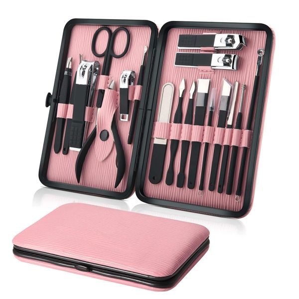 KITS PROFESSIONALE 18 PC SET DI MANICURE KIT PEDICURA PEDICURE PUBIZIO PUGNOZZARE SETTO CHIGHI CLAPPER CLIPPER STRUMENTO STRUMENTI UNDICA