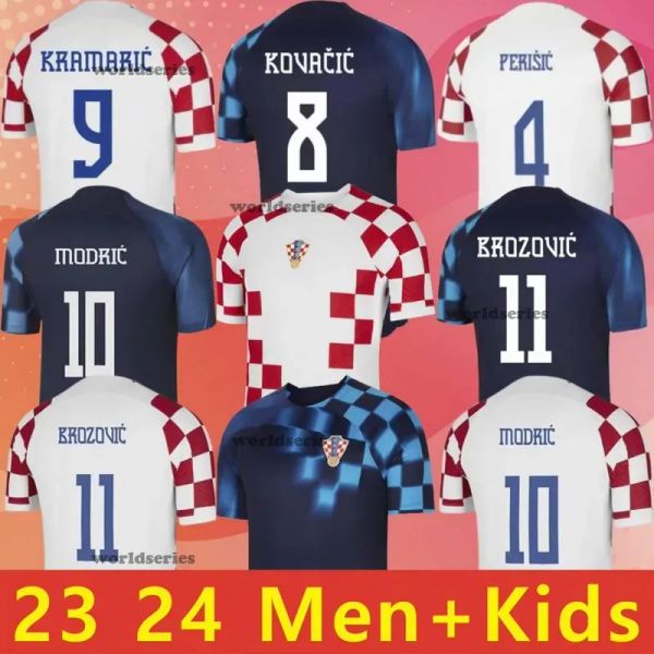 2024 Croacia Dünya Kupası Modric Futbol Formaları Milli Takım Mandzukik Perisic 22 23 Hırvatistan Futbol Gömlek Kovacic Rakitic Kramarik Erkekler Çocuk Kit Üniformaları