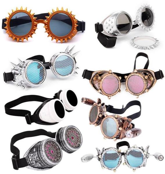 Occhiali da sole Lelinta Blue Blue Lenses Ocgle a steampunk con Fashion Desgin Rave Festival Party EDM Glasshi Cosplay Vintage Glass Eye6591380