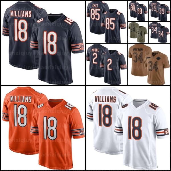 Rom Odunze 18 Caleb Williams DJ Moore Fußballtrikot Jaquan Brisker Darnell Wright Mooney Cole Kmet Tremaine Edmunds Jackson Walter Payton Montez Keenan Allen