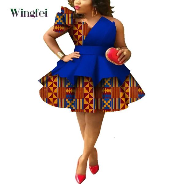 Afrikanische Kleider für Frauen Ankara Druck trägerloser Mehrschicht Dashiki Party Hochzeit Abendkleid Kleidung WY4213 240422