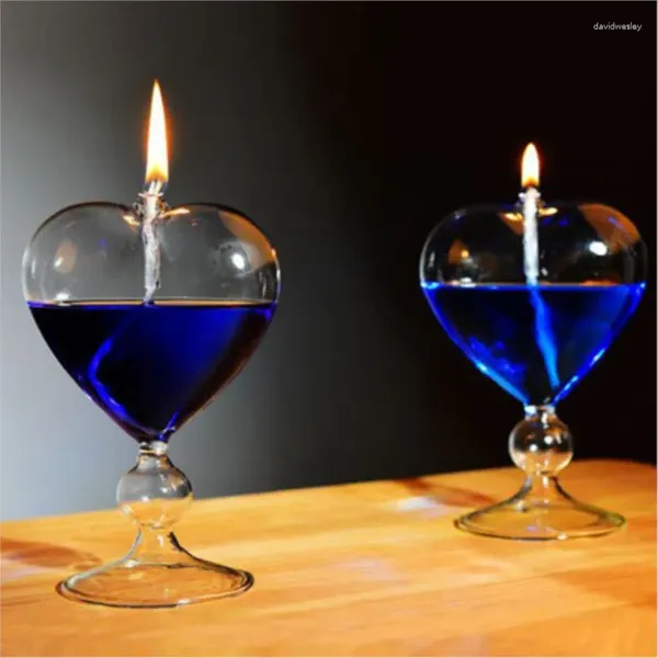 Titulares de vela Creative Transparent Glass Love Oil Lamp apresenta um presente de casamento em vez de castelo caseiro europeu móvel