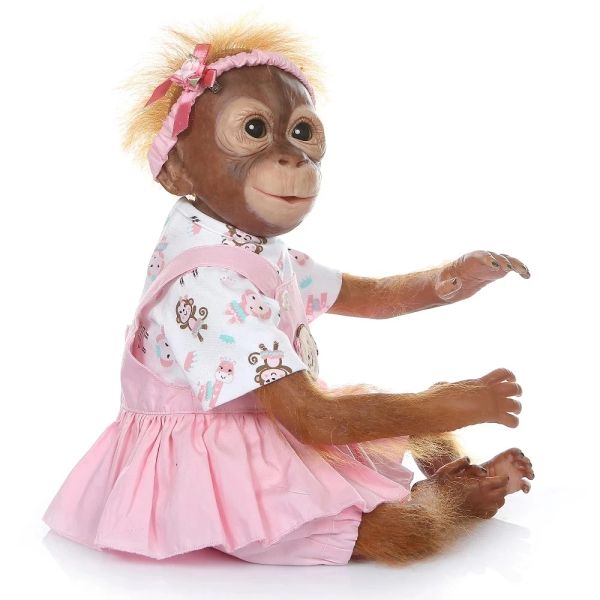 Bambole bebe bambola con scimmia rinata a mano al 100% da 52 cm Monkey a mano in silicone molto morbido Vinyl Flexible Art Doll