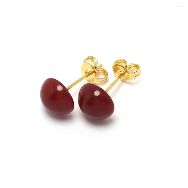 Orecchini per borchie per le orecchie rosse con cartilagine 8mm cartilagine piercing gioielli piercing 24k oro oro agopuntura in ottone cabochon pietra moderna