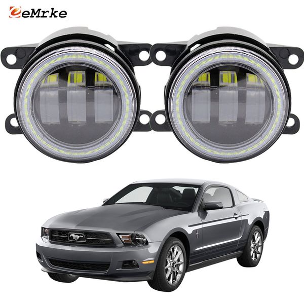 Eemrke LED Fog Lights Assembly 30W/ 40W für Ford Mustang gegen Facelift 2012 2012 mit Clear Lens + Angel Eyes DRL Daytime Running Lights 12 V PTF Car Accessoires