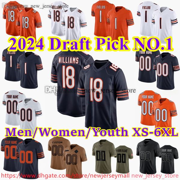 18 Calebwilliams Jersey 2024 Taslak Seçim No.1 Özel S-6XL Futbol Roma Odunze Forma Justinfields Djmoore Colekmet Jaquanbrisker Montezsweat Khalilherbert