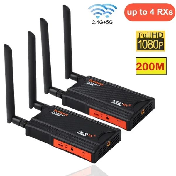 Adaptador 5,8 GHz 200m Wireless HDMI Extender Video Transmissor Receptor 1 a 4 Compartilhamento de tela de divisor para PS4 DVD Câmera PC para monitor de TV