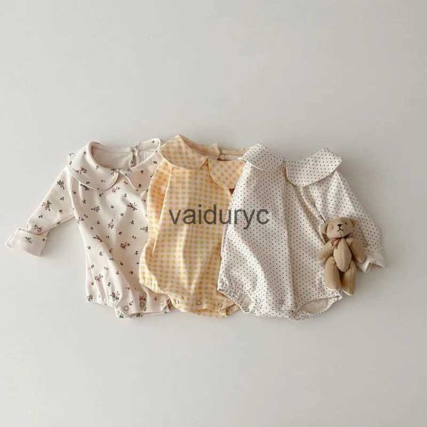 Rompers 2023 Baby Bodysuit Floral Girls One Piece Peter Pan Collar Meninas Roupas H240426