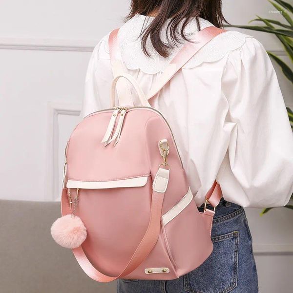 Рюкзак стиль 2024 Preppy Women рюкзаки рюкзаки Kawaii Pink Oxford Ladies Back Back Pack Женская школьная сумка для подростков для девочек -подростков