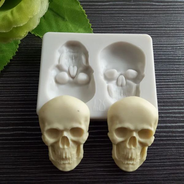 Moldes 3D Esqueleto de cabeça do crânio de silicone Diy Moldes de chocolate Partem