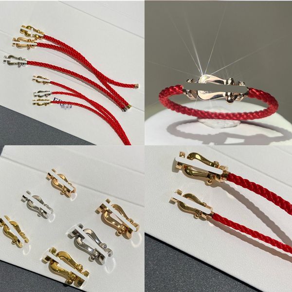 New Designer Fashion FR Red Rod Ropa Charm Bracciale per donne Bracciale 925 Forma a ferro di cavallo in argento Adatto per gli amanti fai -da -te classico regalo di gioielli da giorno madre