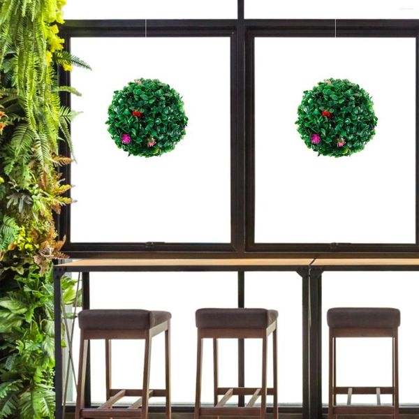 Flores decorativas Bola de flor de bola de grama bolas de simulação topiaria simulada plantas falsas ao ar livre adornos de teto artificial plástico