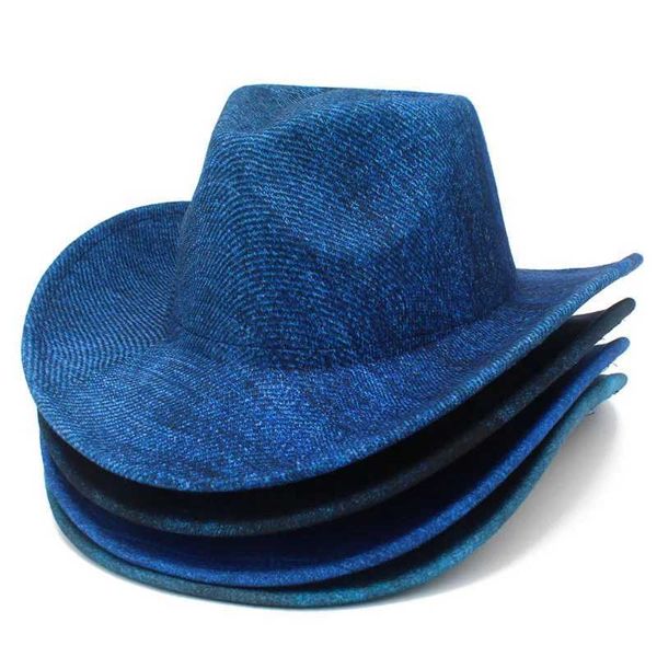 Chapéus de aba larga Chapéus de balde de venda quente laminada chapéu de cowboy ocidental britânico vintage pêssego top jazz chapéu por atacado festa festiva y240425