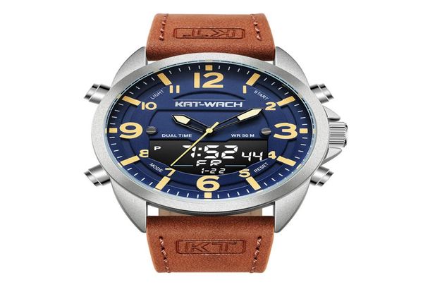 KT Luxury Watch Men Top Brand Leder Uhren Mann Quarz analog digitales wasserdichte Armbanduhr Big Watchuhr KLOK KT18185070863