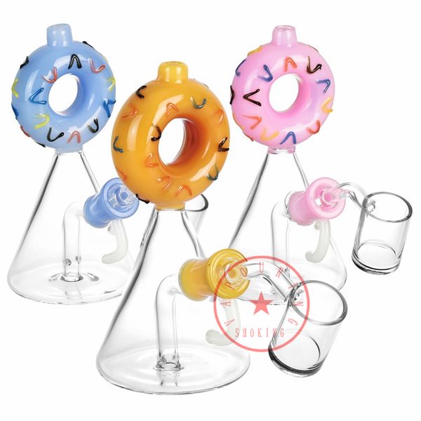 Donut colorato Spesso di vetro Bong Hookah Shisha fumatori tubi con tubo con tubi gorgogliali filtro Herb tabacco piattano a piattaforma portatile