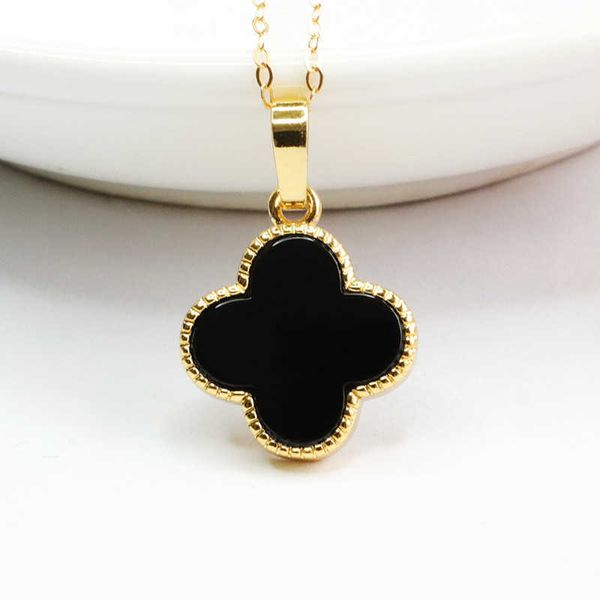 2024 Classic Classic Four Leaf Cluver Citi pendenti Jueyu Natural Black Agate Pendant Calcedony Clover Gioielli in diretta MN2033008